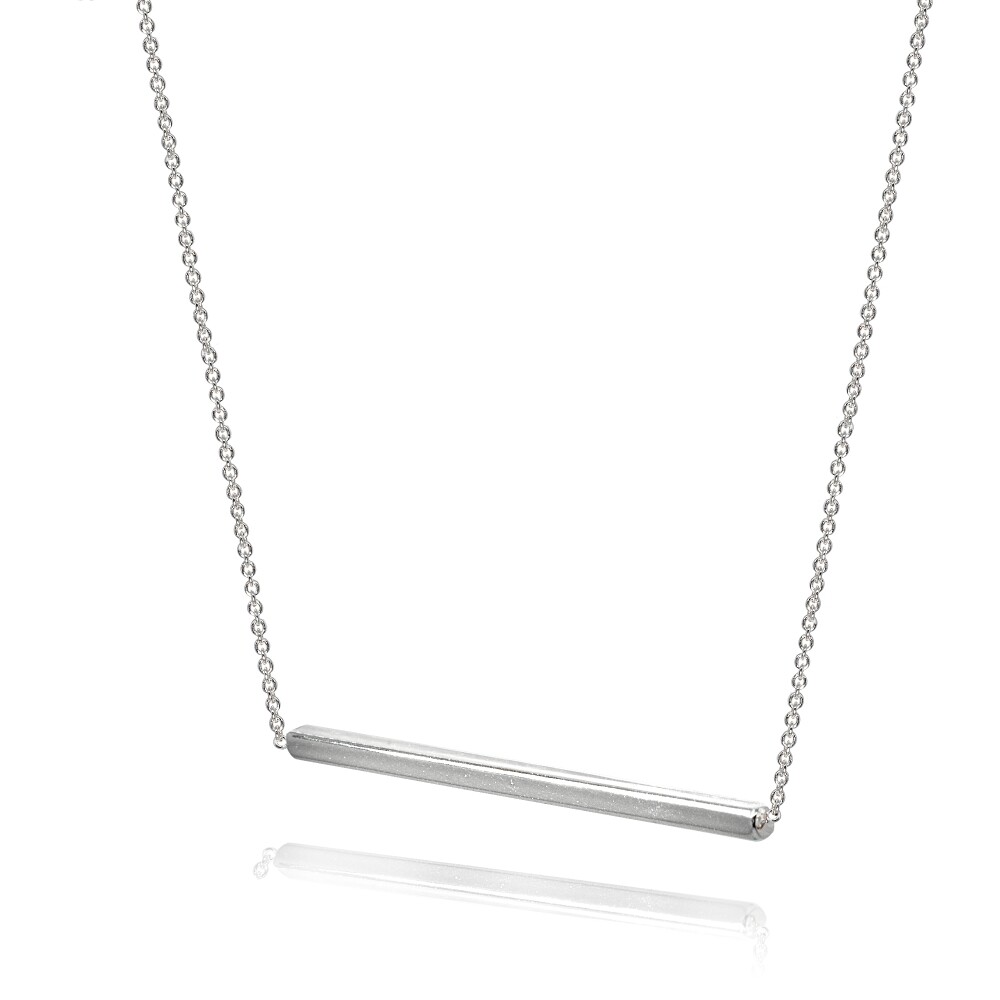 Horizontal Bar Simple Minimalist Dainty Polished Sterling Silver Necklace