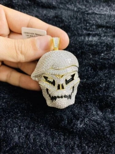 4Ct Round Cut Lab Created Diamond Halloween Pendant14K Yellow Gold Plated Silver