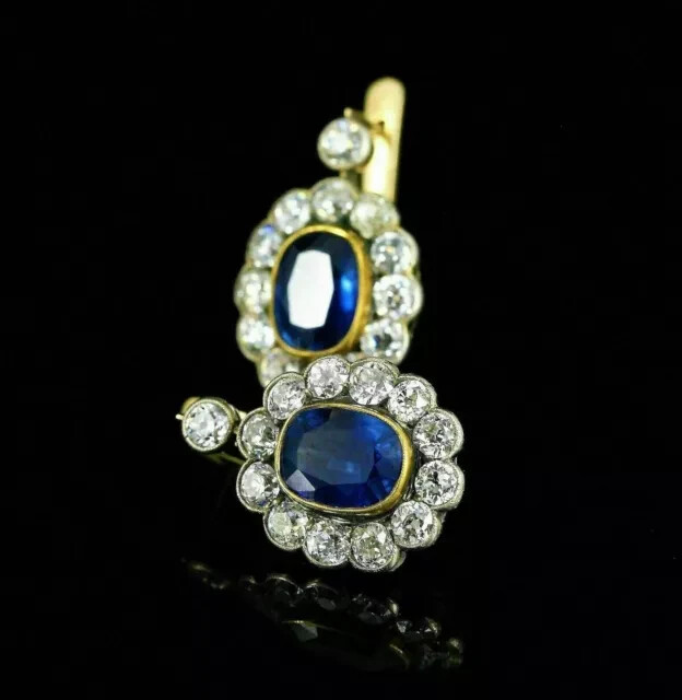 Lab-Created Blue Sapphire 3Ct Oval Cut Earrings 14K Yellow Gold Plated Silver