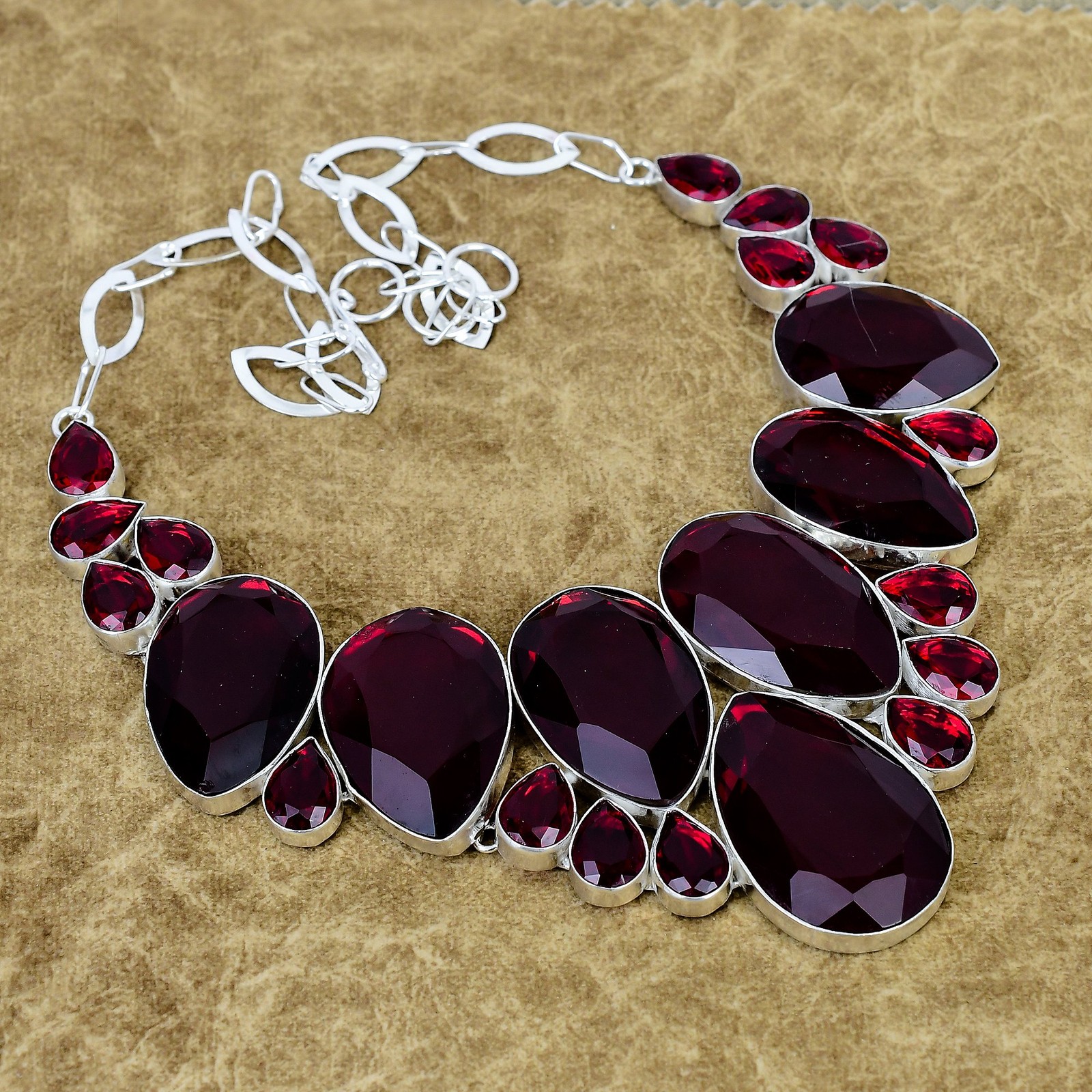 Natural Garnet Gemstone Necklace 925 Sterling Silver Handmade Jewelry For Sister