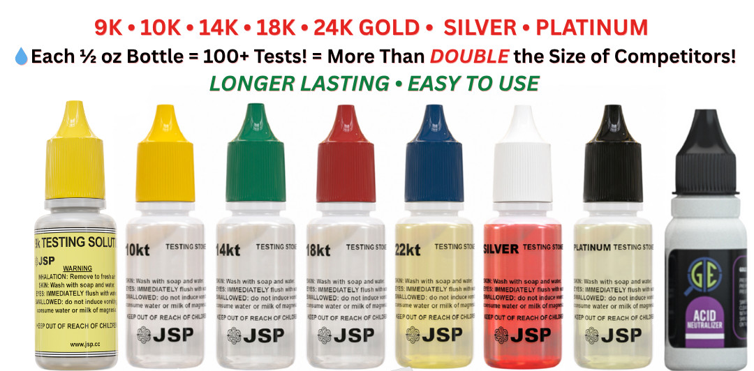 Gold Silver Platinum Testing Kit Test 9K 10K 12K 14k 18K 22K 999 925 Sterling