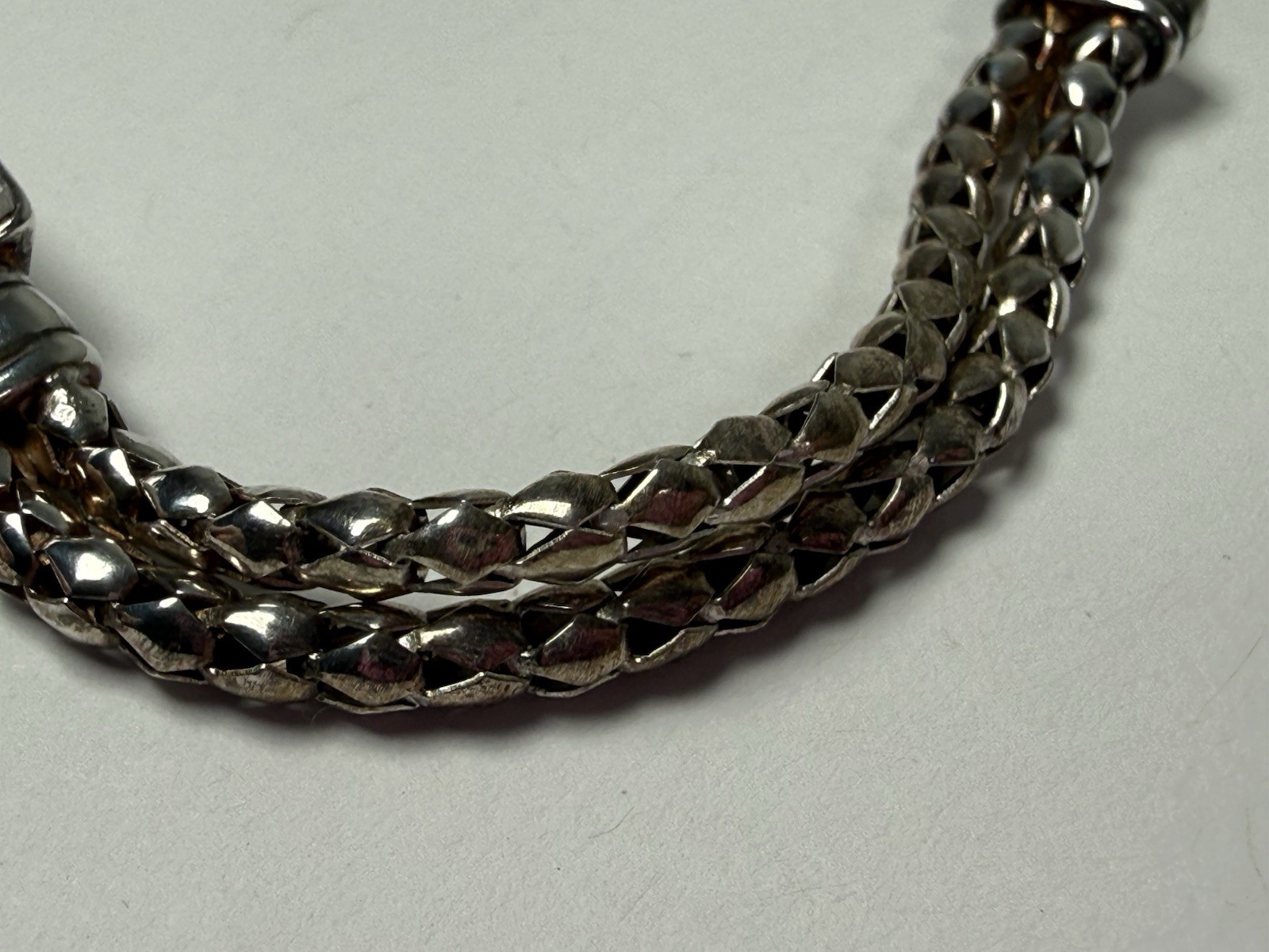 925 Sterling Silver Popcorn Double Chain 7” Bracelet Solitaire Clear Quartz