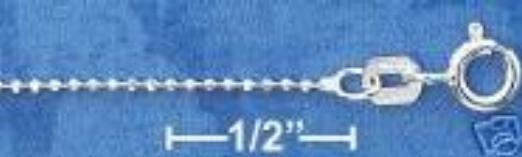 1.2mm Solid 925 STER Silver Italian Diamond Cut DC Round Bead Chain Necklace 18″