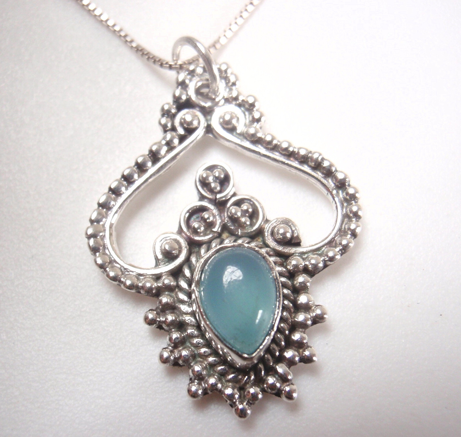 Chalcedony Boho Bohemian Tribal 925 Sterling Silver Necklace