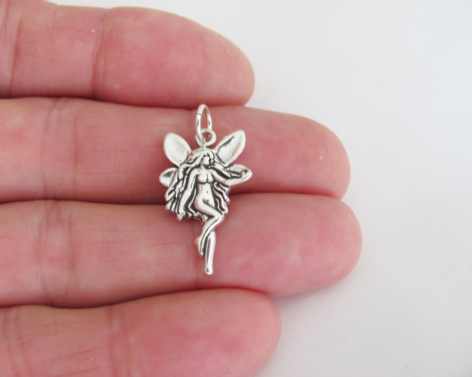 Sterling Silver 24mm Fairy facing left charm
