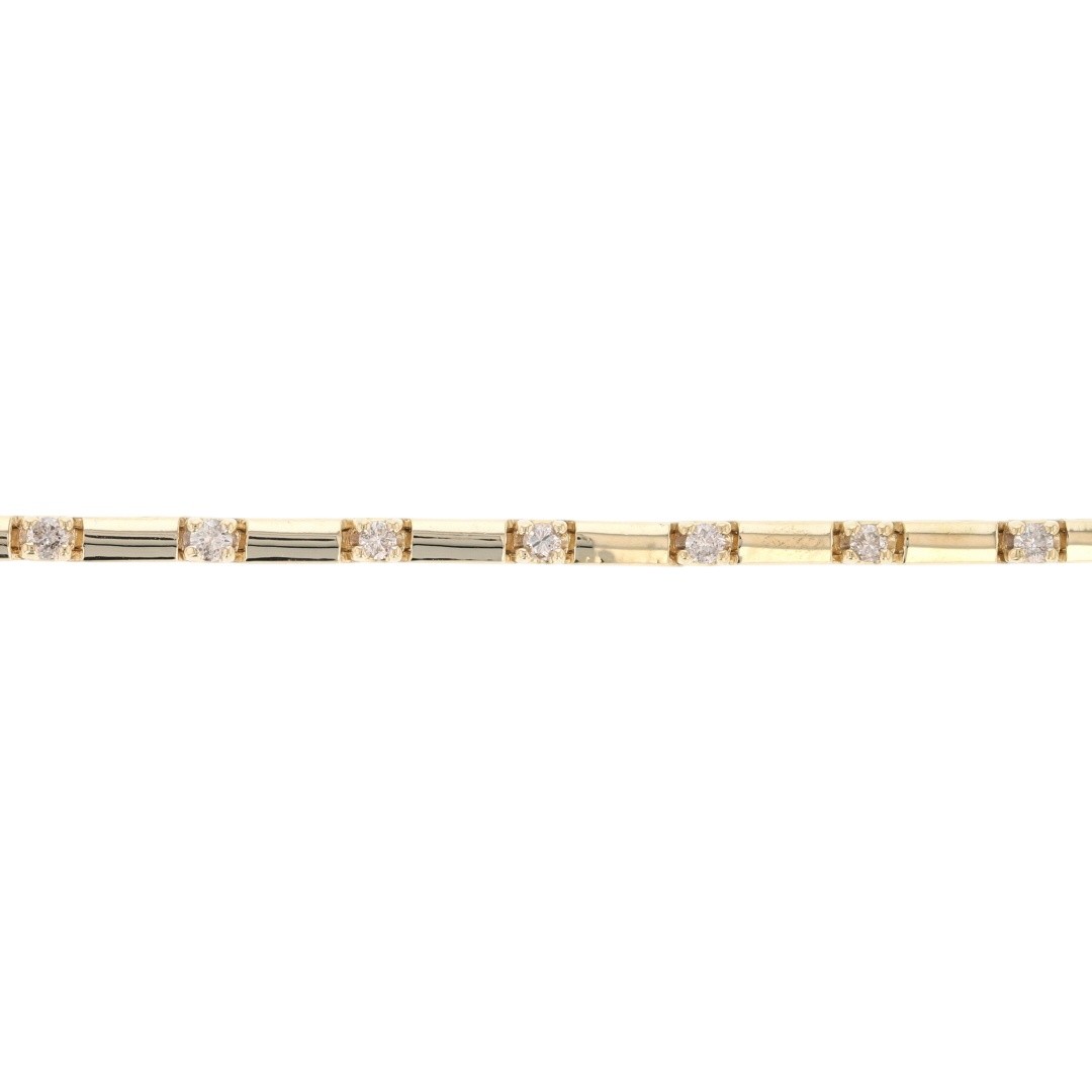 .81ctw Diamond Station Bar Link Chain 7.5″ Bracelet 14k Yellow Gold 10.15 Grams