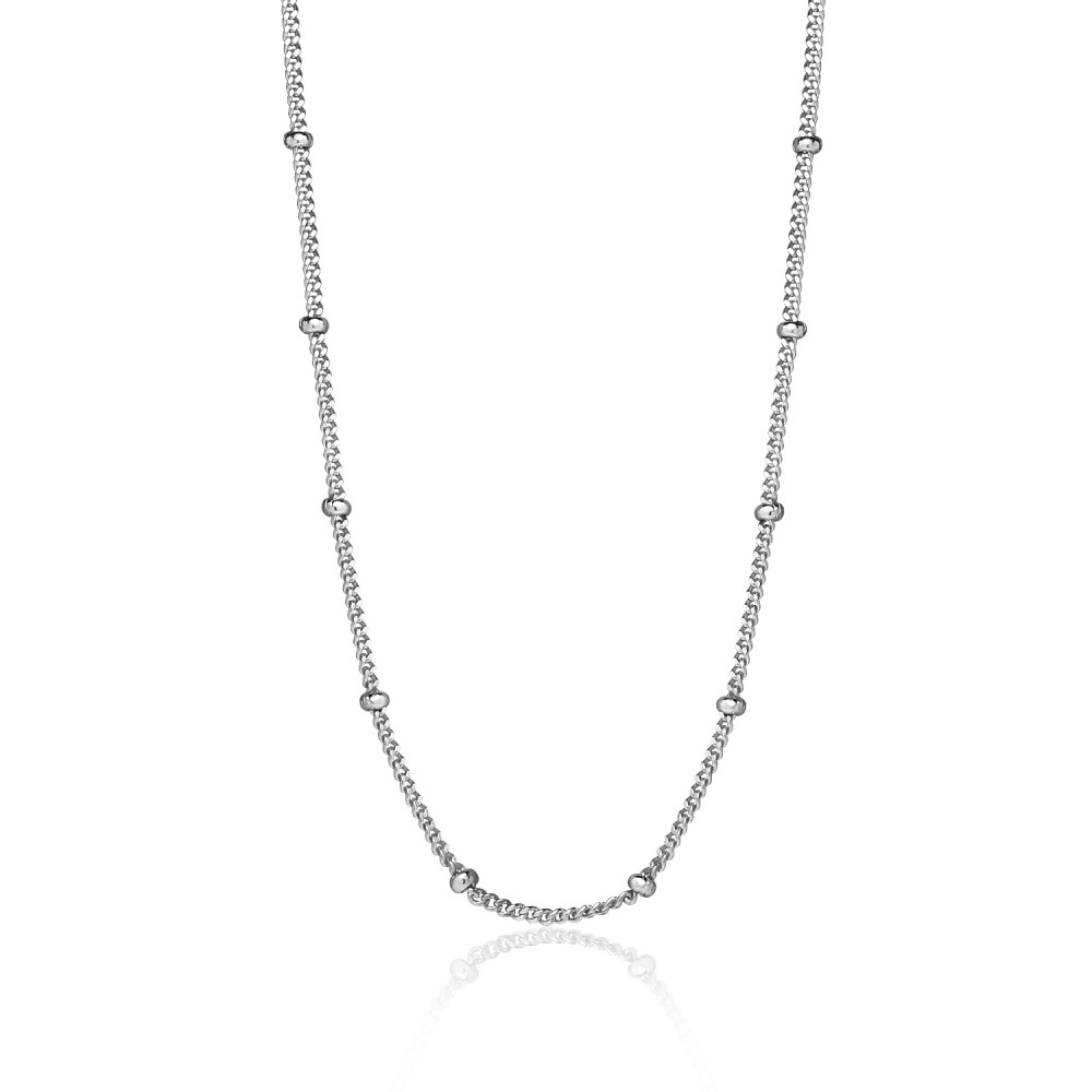 Bead Station 2mm Cable Chain Necklace in Sterling Silver, 16 Inches