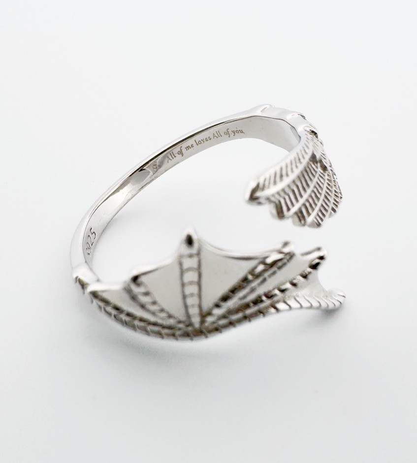 Angel & Demon Wing Adjustable Ring One Size Genuine 925 Sterling Silver 💖