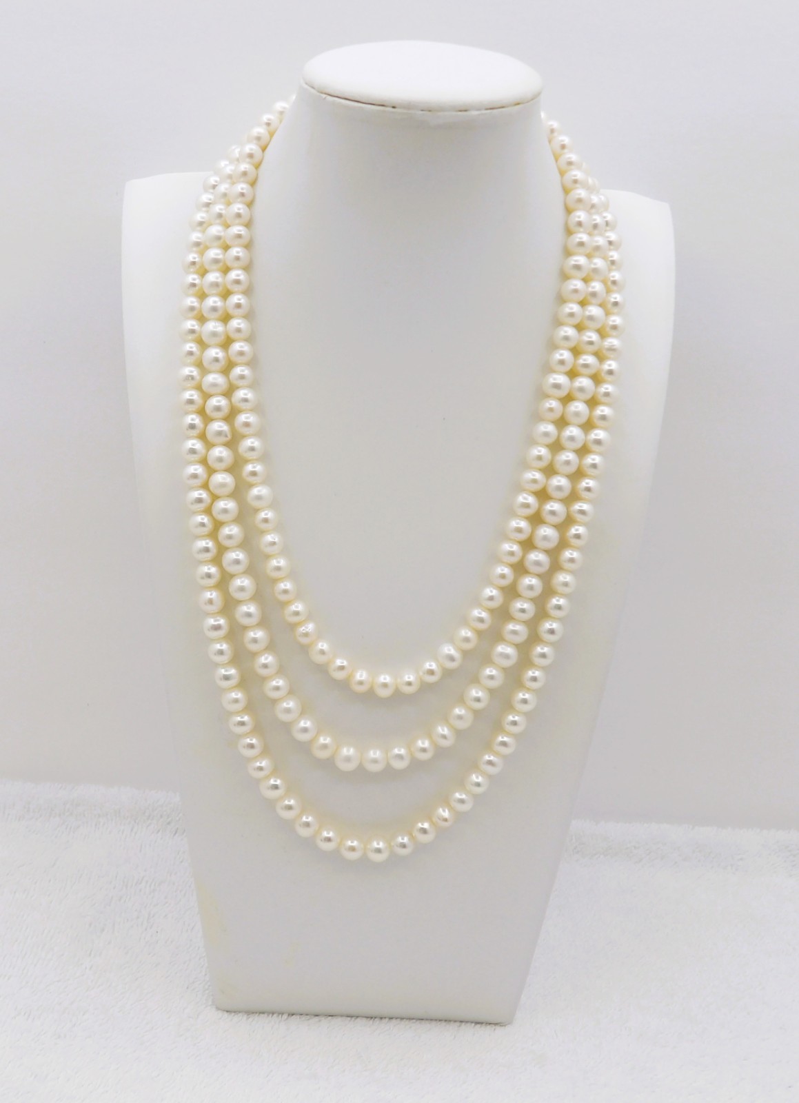 High Quality High Luster Layered Genuine White Freshwater Pearl Necklace NK522