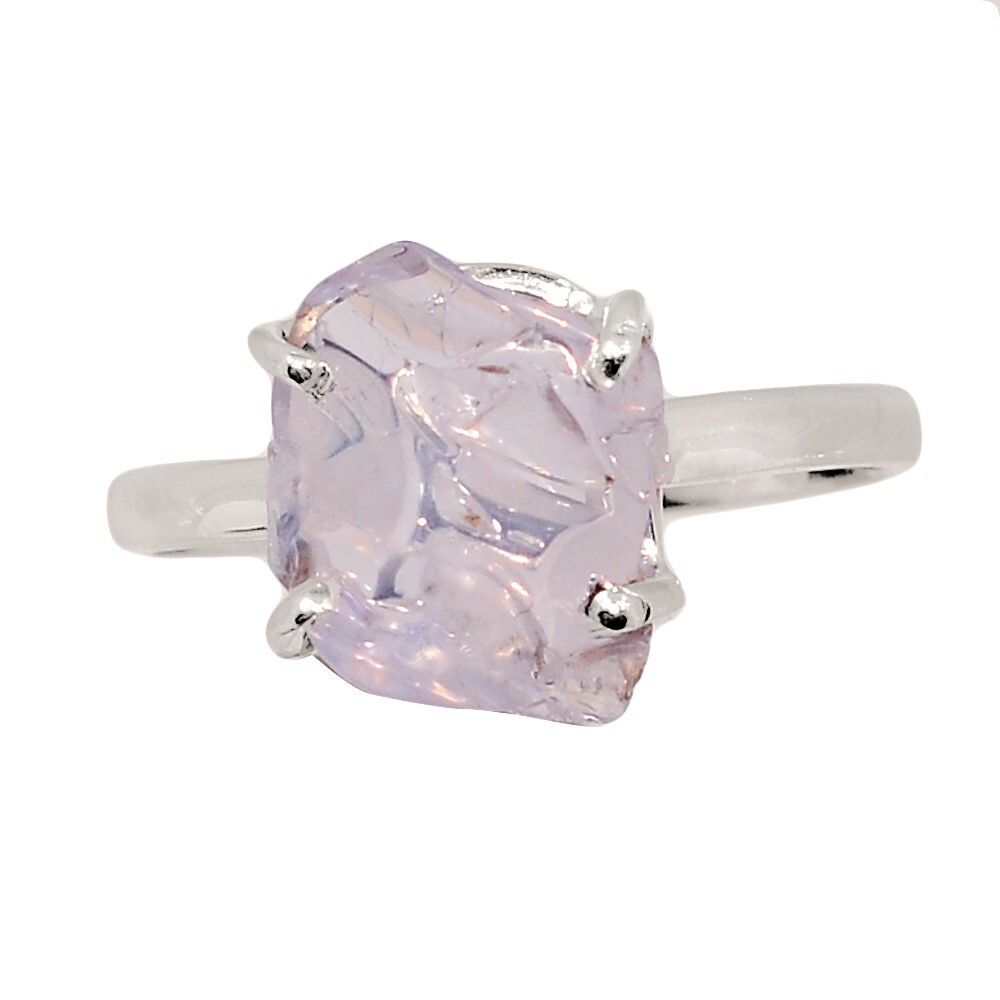 Natural Lavender Quartz Rough – Boquira, Brazil 925 Silver Ring s.7 CR71914