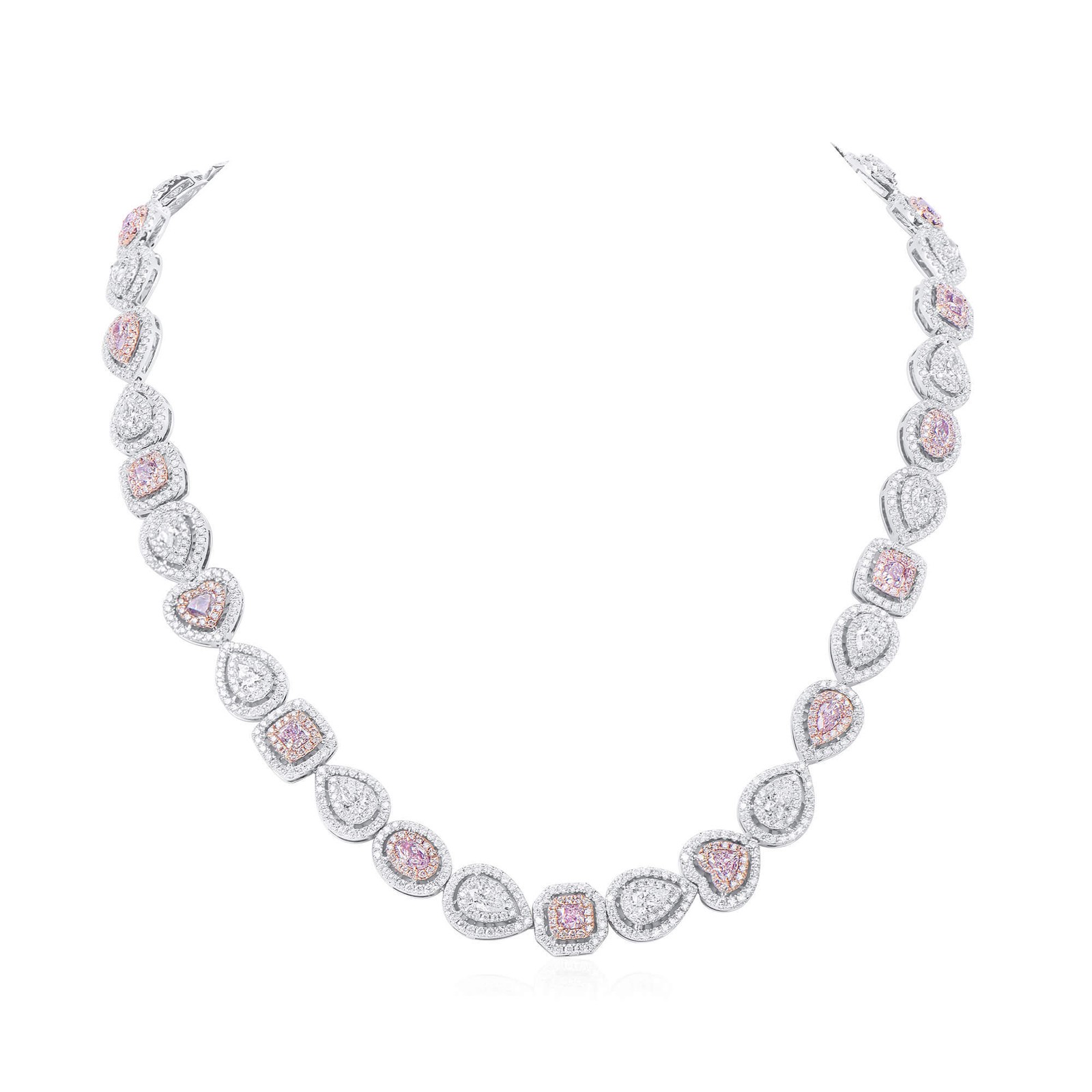 Natural Very Light Pink Diamond Necklace 4.60 Ct GIA VS-SI Cushion Cut 18K