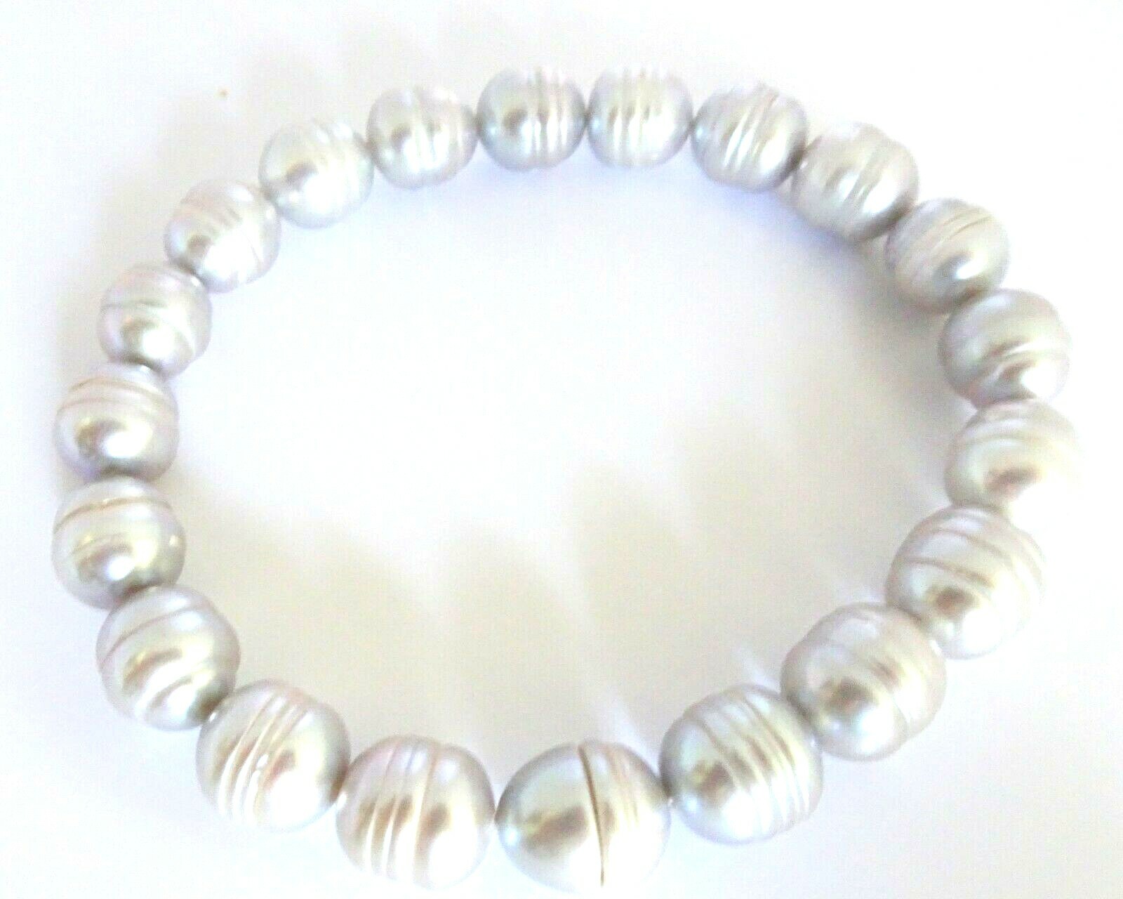 Honora Cultured Extra large Silver Gray Color Pearls Stretch Bracelet 8.7 MM