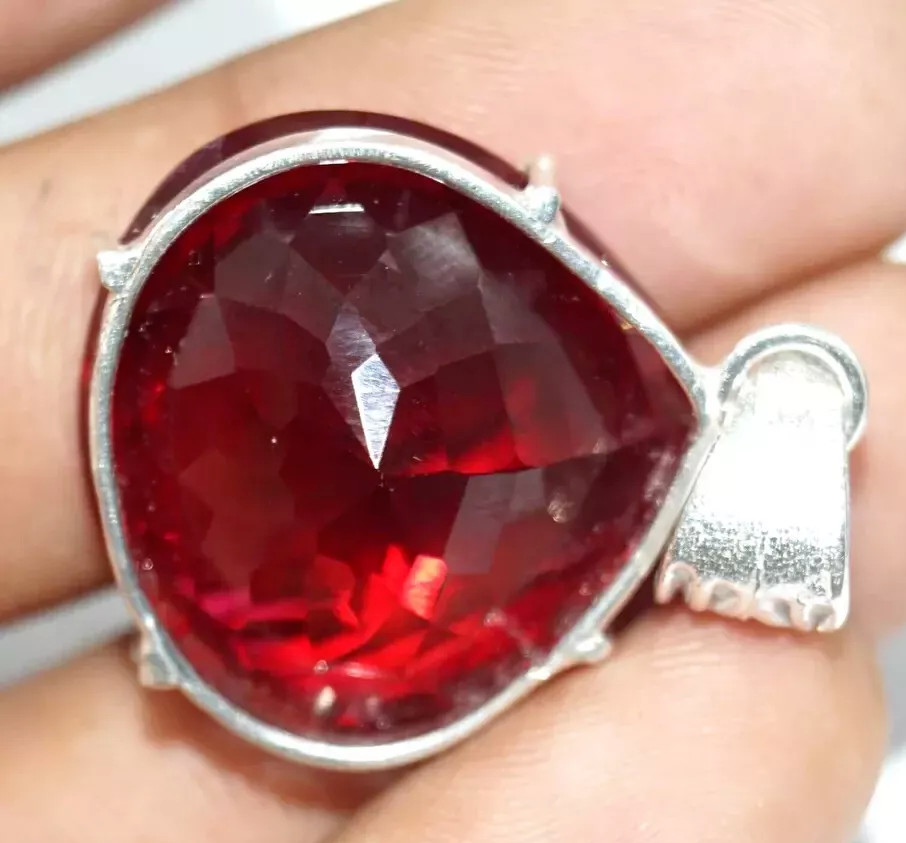 Certified 76.05 Ct Natural Red Red Ruby 925 Solid Silver Pendant Loose Gemstone
