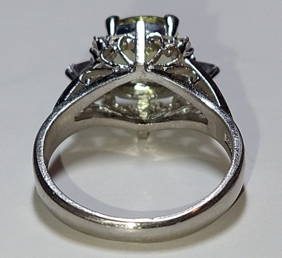 Solid platinum 2.54 carat natural chrysoberyl diamond ring 5.92 grams *GIA