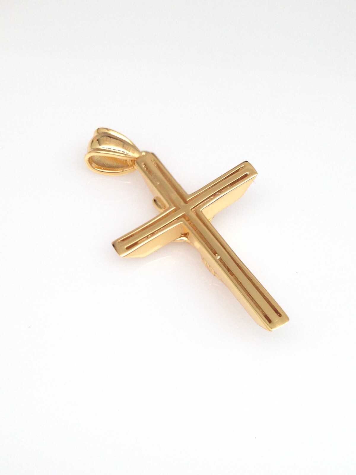 925 Sterling Silver Plain Gold Crucifix Jesus Cros Pendant Men 34.5mm1.36″/44mm