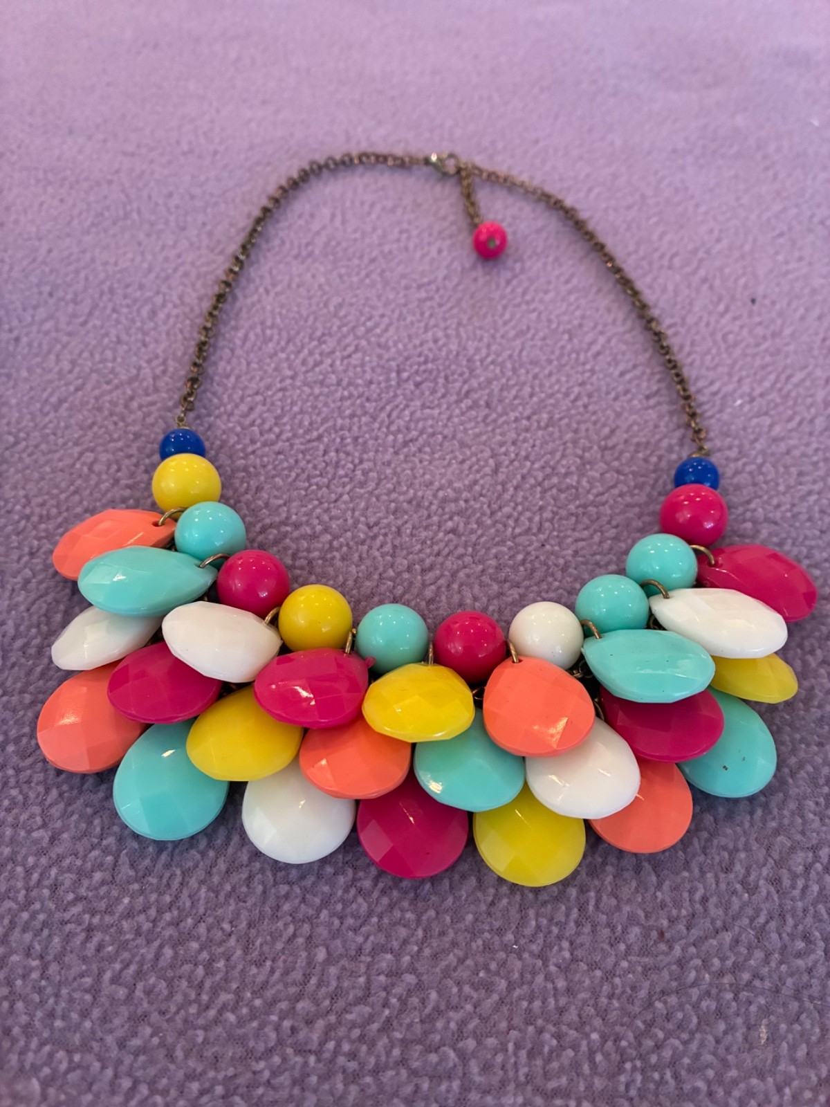 Summer Bright Multicolor Acrylic Teardrop Bubble Statement Bib Necklace