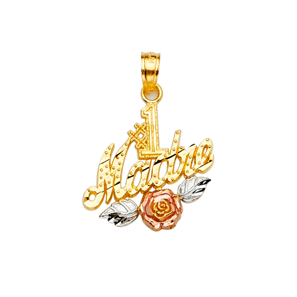 14k Tri Color Gold Madre Pendant For Chain