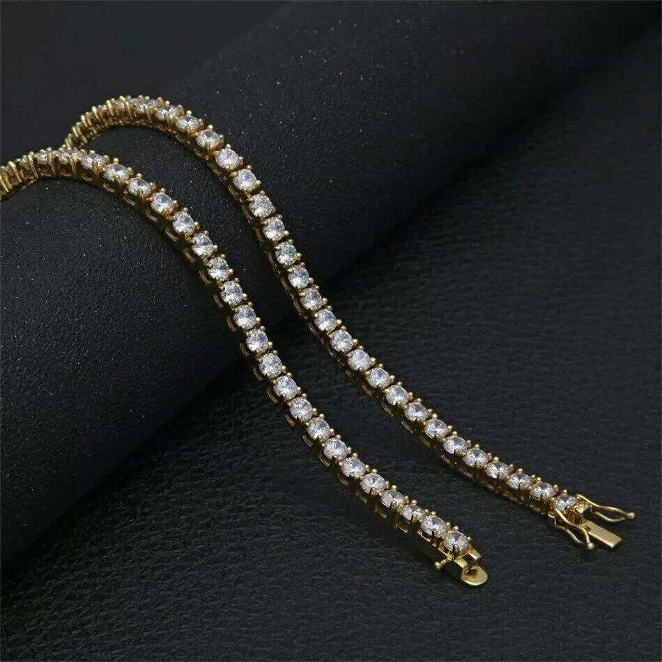 15Ct Round Cut D/VVS1 Lab Created Diamond Tennis Necklace 14k Yellow Gold Over