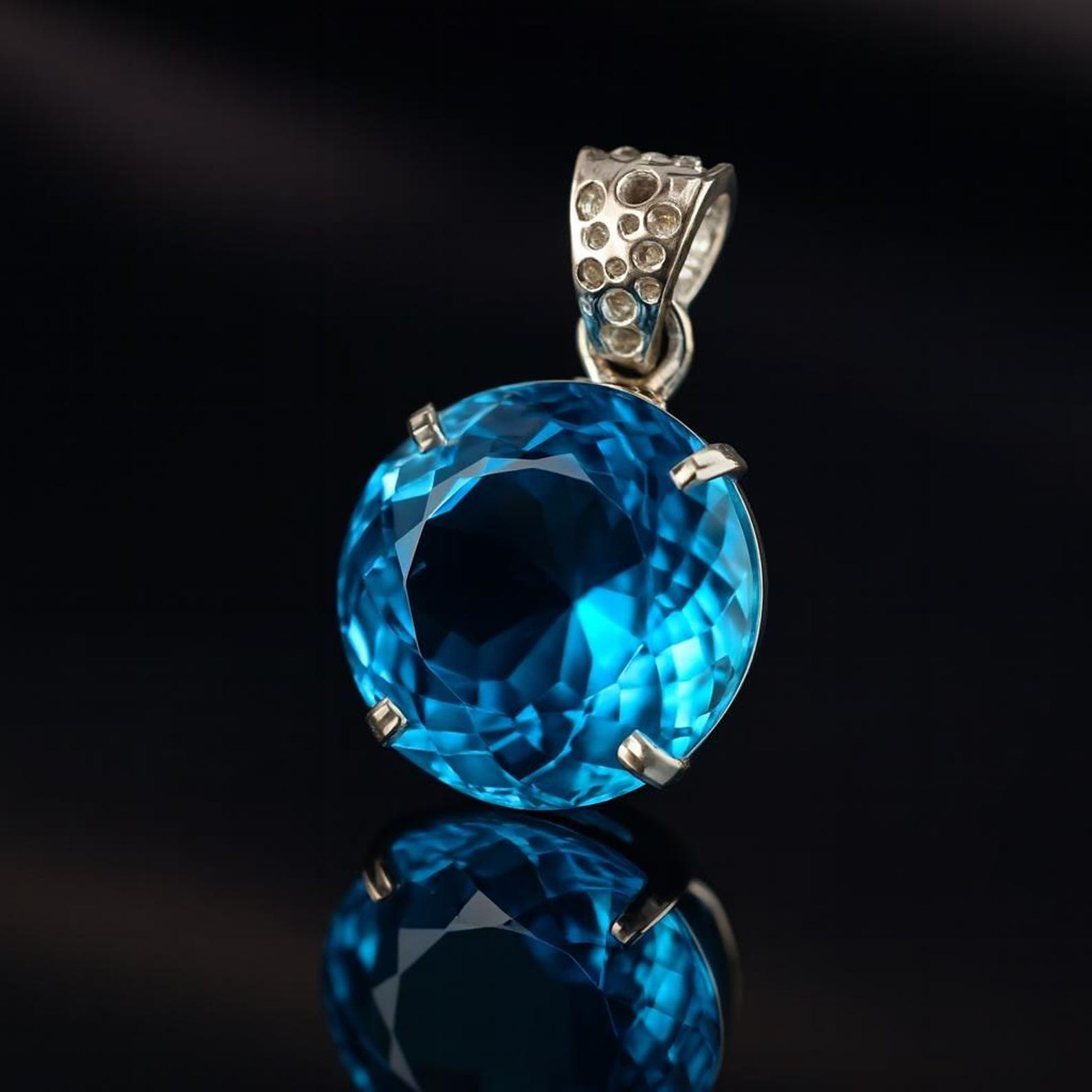 GIE Certified Natural Round Cut 100 Ct Blue Topaz Pendant Loose Gemstone