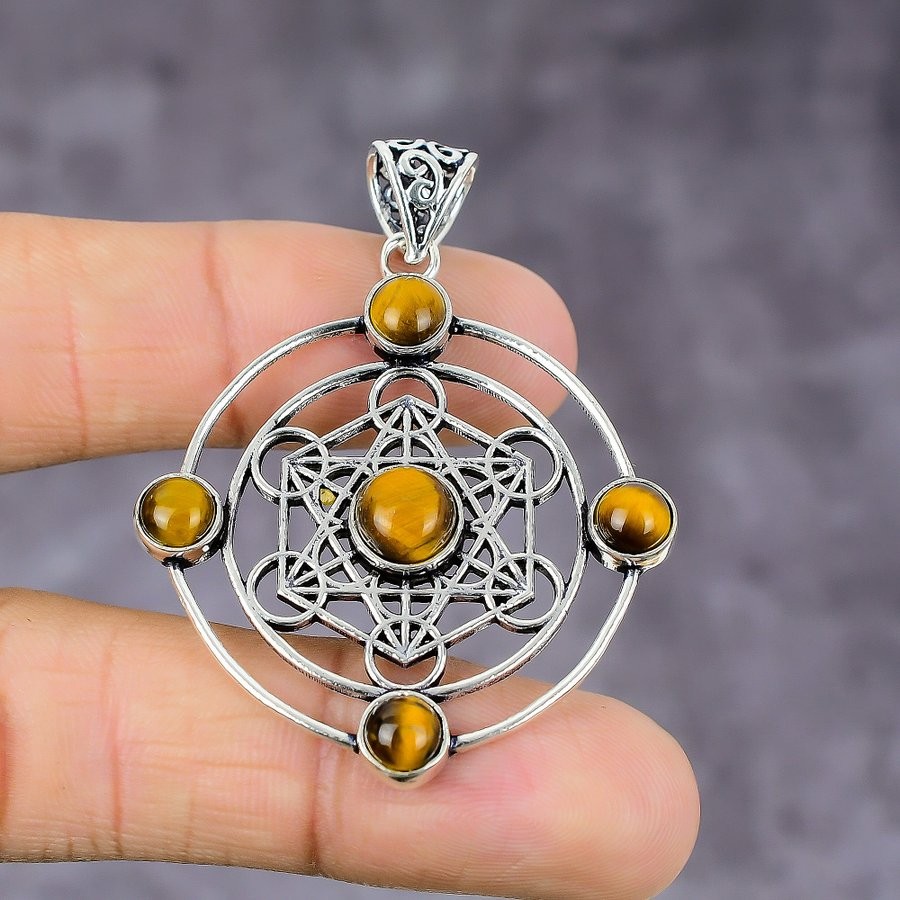 Multi Gemstone Handmade 925 Sterling Silver Gift Jewelry Round Pendant Variation
