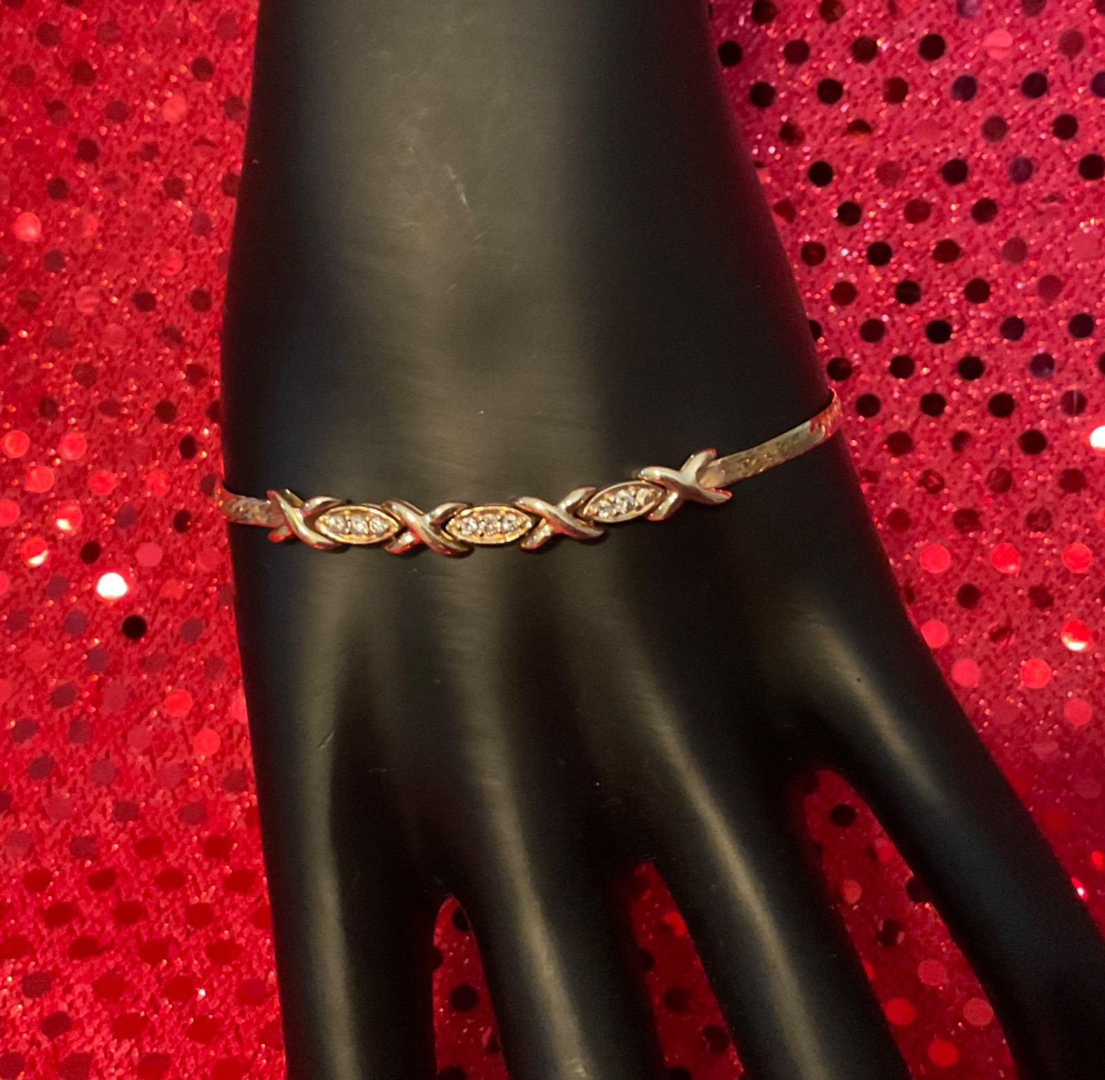 Vintage 14k Gold .20 NATURAL DIAMOND HERRINGBONE BRACELET 1990 Appraisal