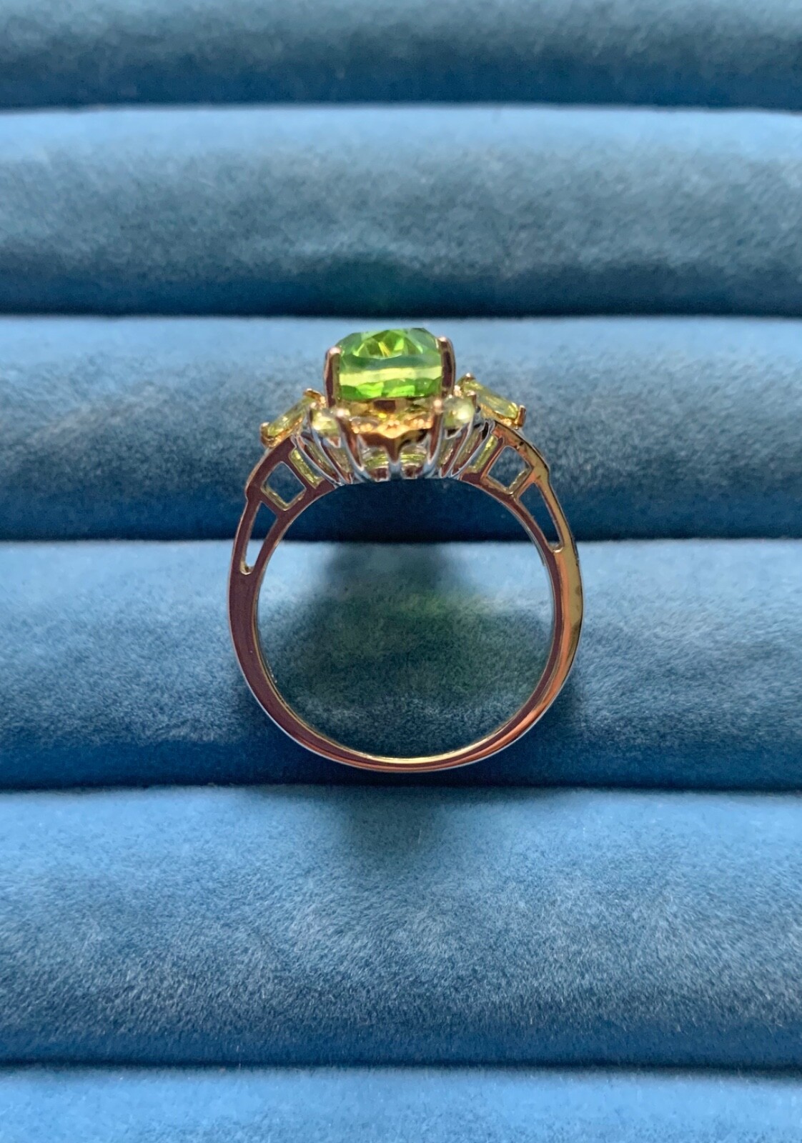 Chartreuse Quartz, Multi Gemstone Ring in Vermeil YG Over SS – Size 8