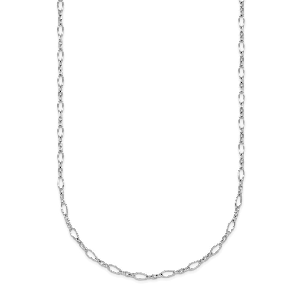 Platinum Polished & Diamond-cut 2.4mm Solid Oval Link Chain Necklace 20″- 3.92g