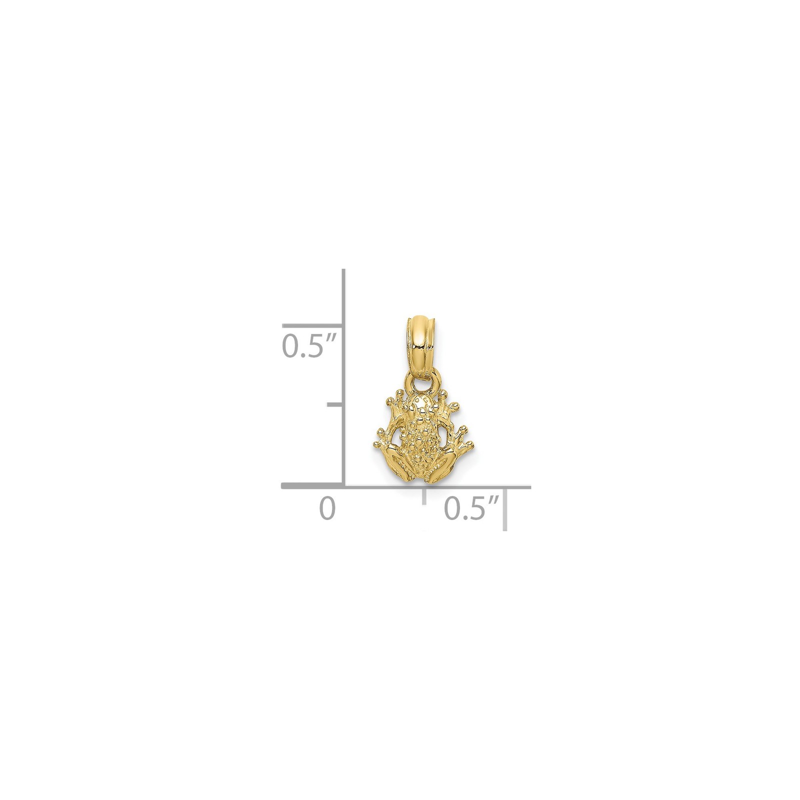 10K Yellow Gold Solid Frog Pendant Textured Animal Charm 12.95 mm