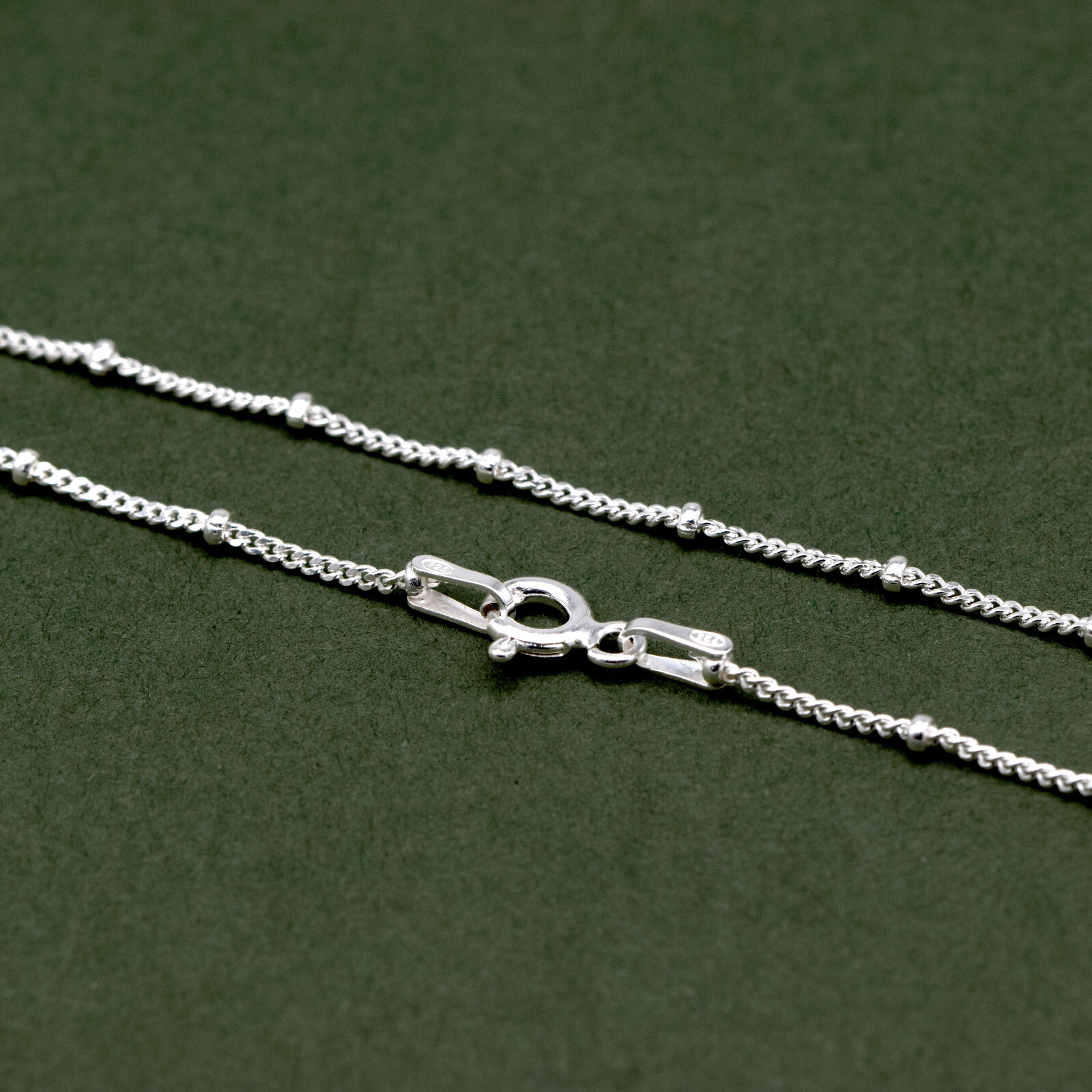 Genuine 925 Sterling Silver 1.2mm Satellite Curb Necklace Beads @ 1cm 14”-24″