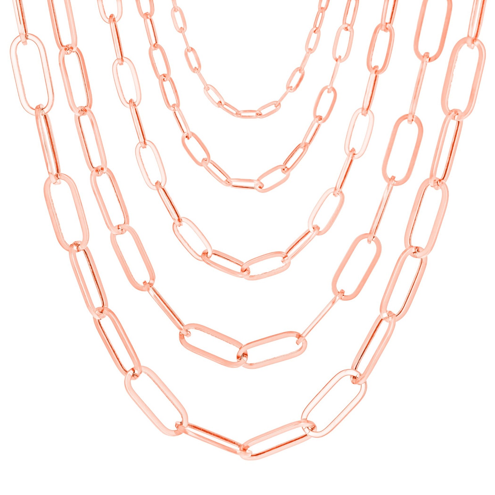 10k Rose Gold Paperclip 2mm-7mm Chain Oval Cable Necklace Mens Womens 16″-24″