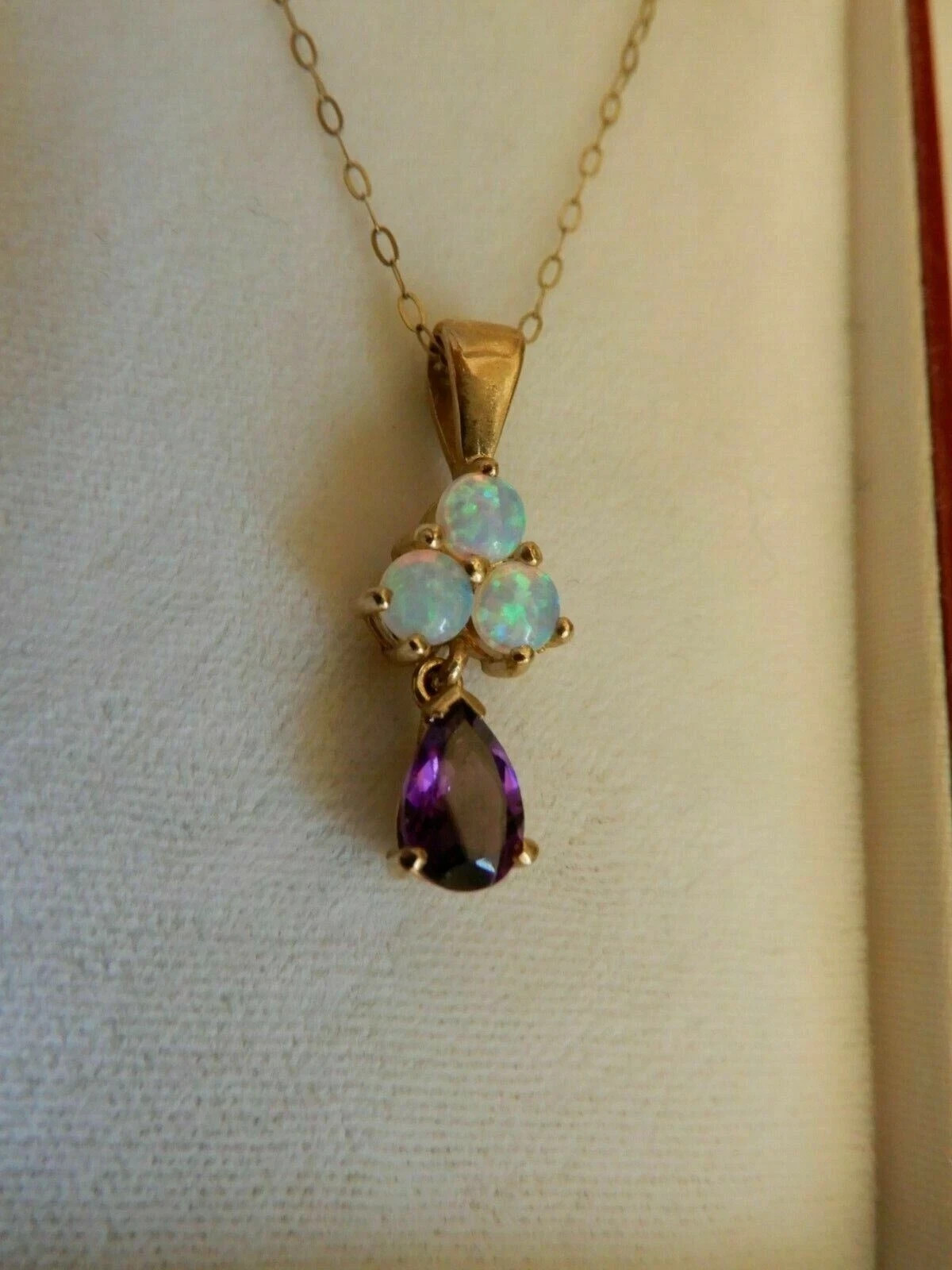 14K Yellow Gold Over 3Ct Pear Amethyst Women’s Beauty Charm Pendant With Chain