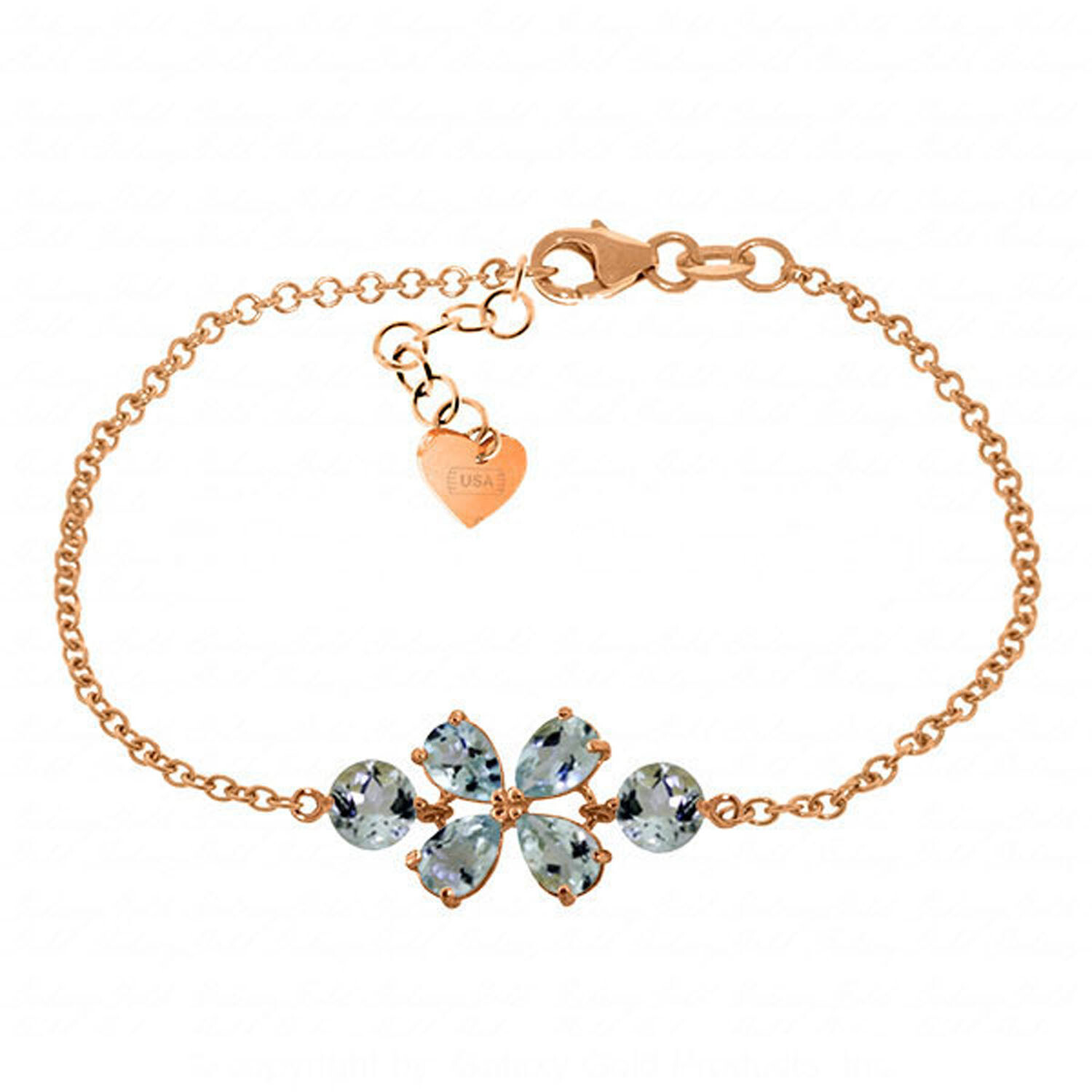 14K. SOLID GOLD BRACELET WITH NATURAL AQUAMARINES