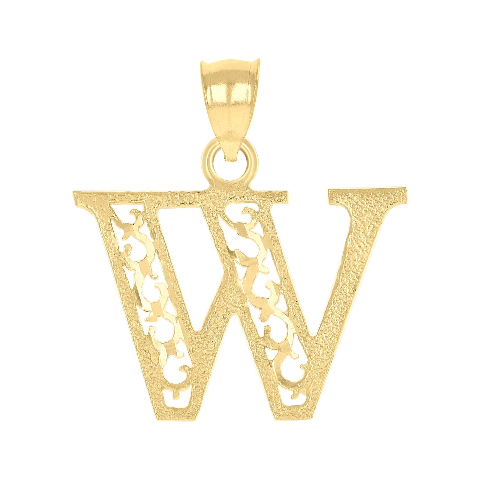 10k Yellow Gold Initial Letter “W” Pendant 1g Alphabet Unisex Charm