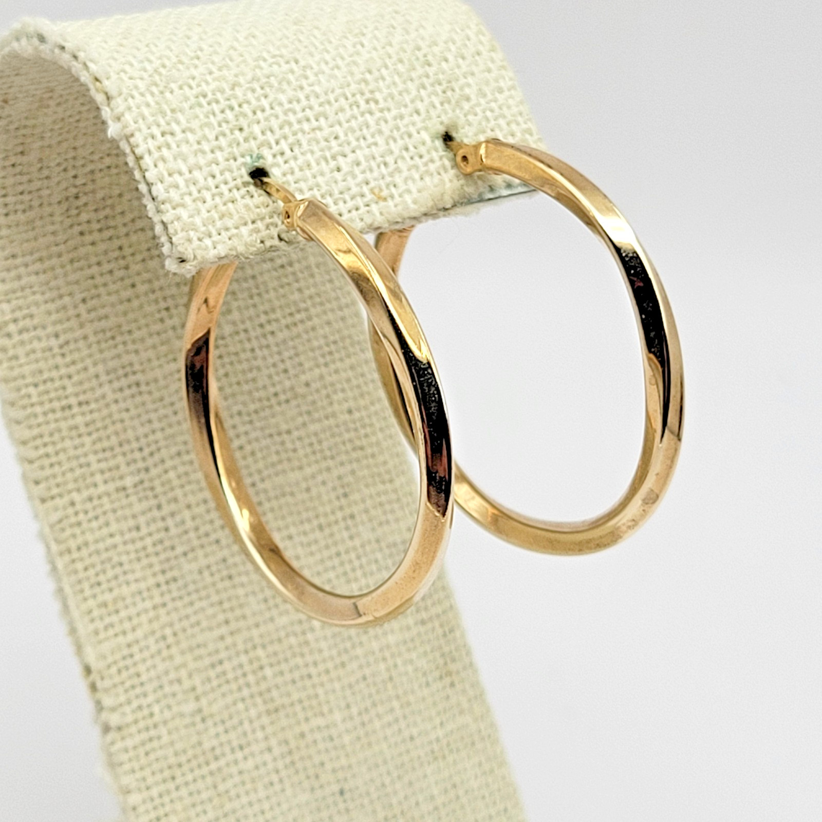 HSN Technibond Rose Gold Sterling Silver Square Tube Twist Hoop Earrings ~1 3/8″