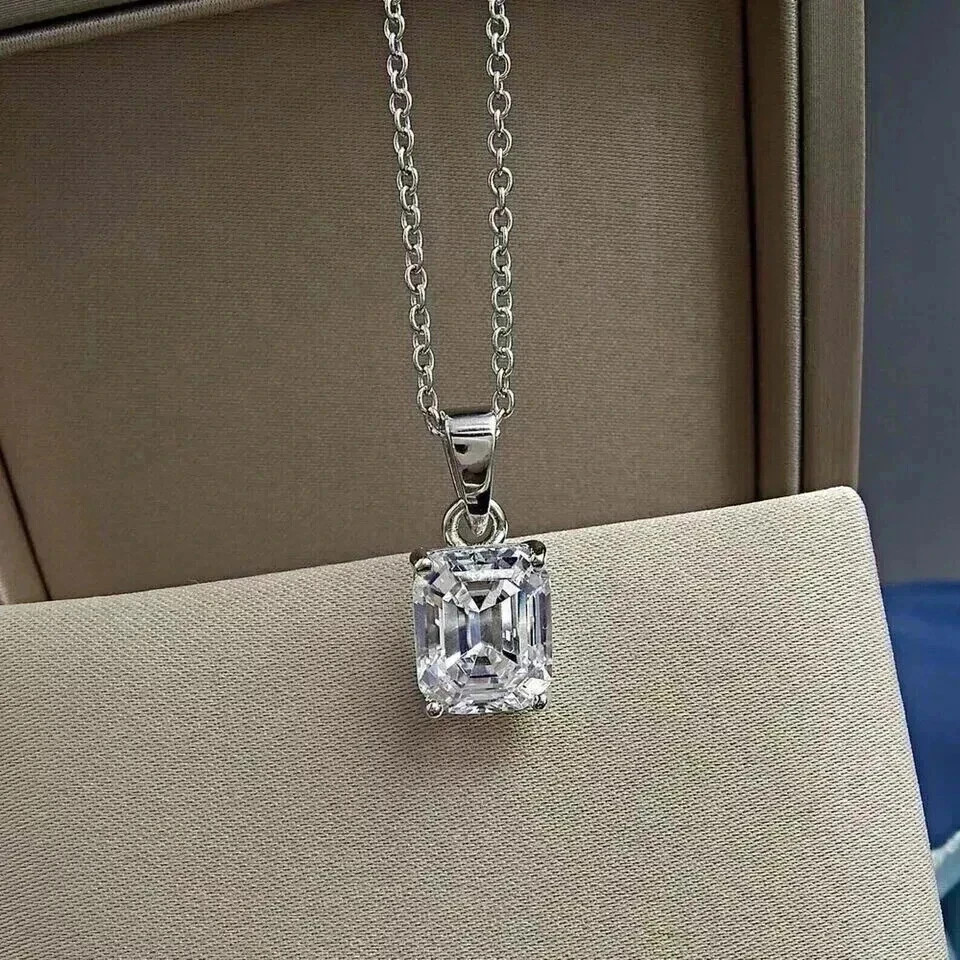 4.50Ct Certified White Treated Lab Grown Diamond Solitaire Pendant in 925 Silver