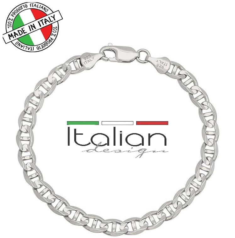 Italian Solid Mariner Anklet 925 Sterling Silver 5.5mm Chain Diamond Cut New 10″