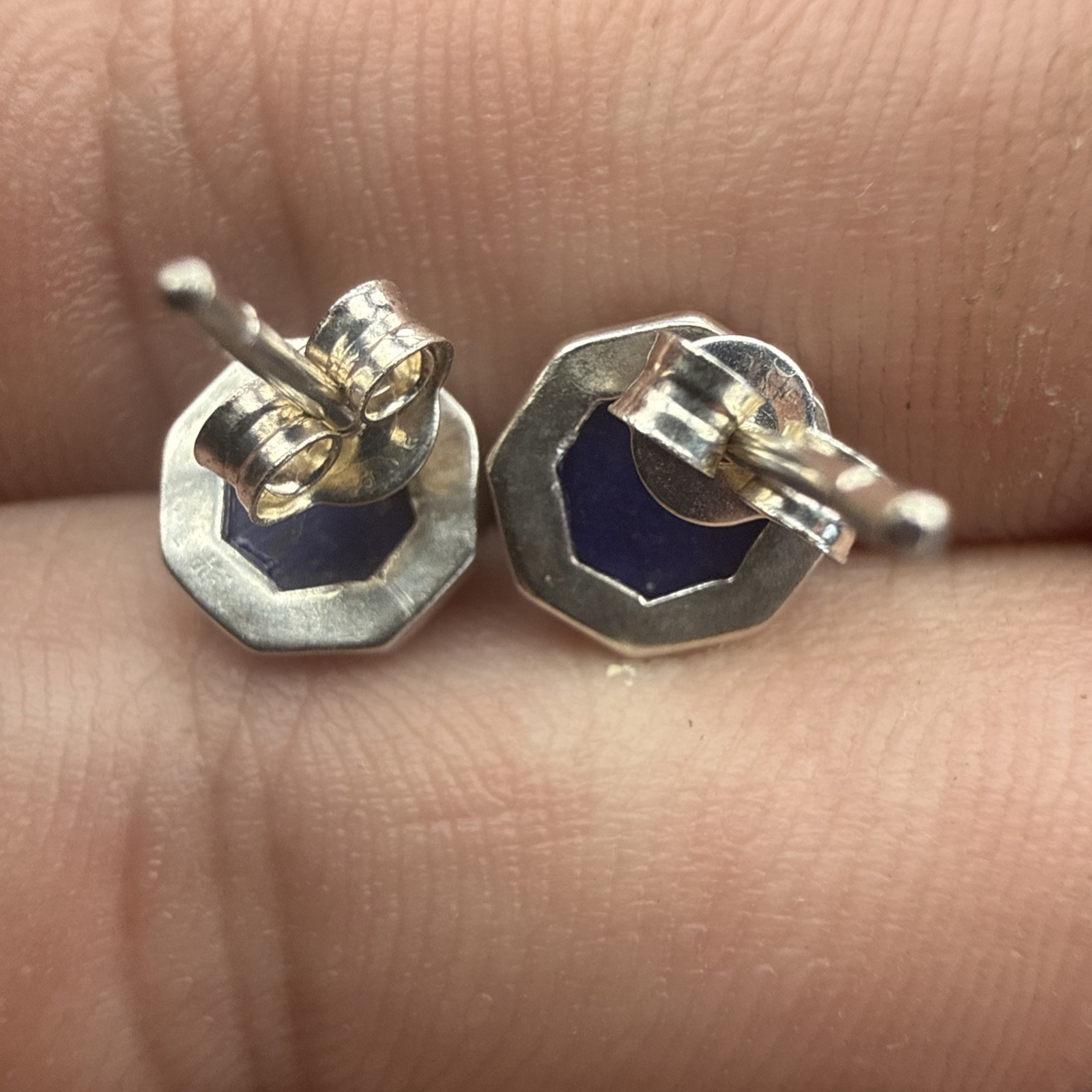 SILPADA 925 STERLING SILVER MATTE LAPIS LAZULI STUD EARRINGS – 1.3g