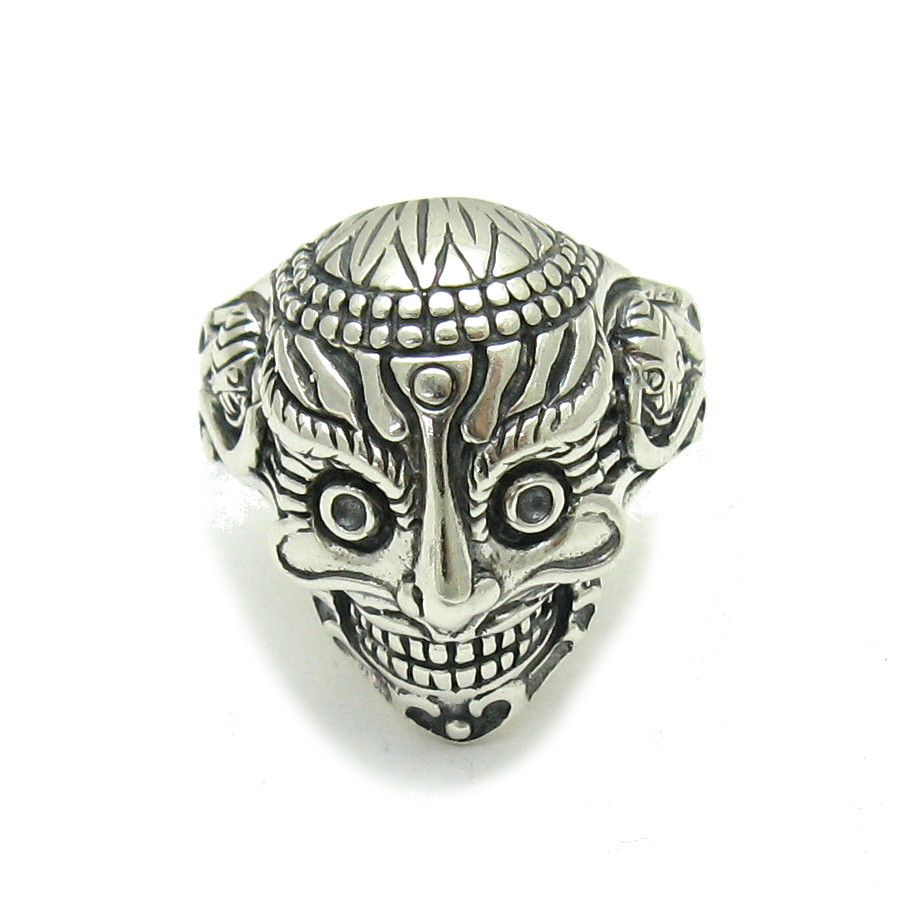 Handmade Mens 925 Silver Ring – Skull Mask Ring 23mm Nickel Free