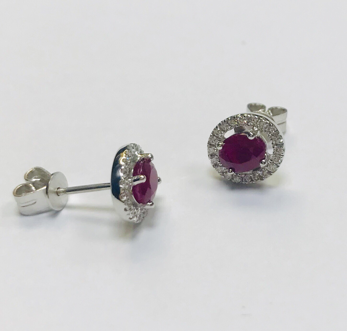 RUBY & DIAMOND 18CT WHITE GOLD PENDANT & EARRING SET