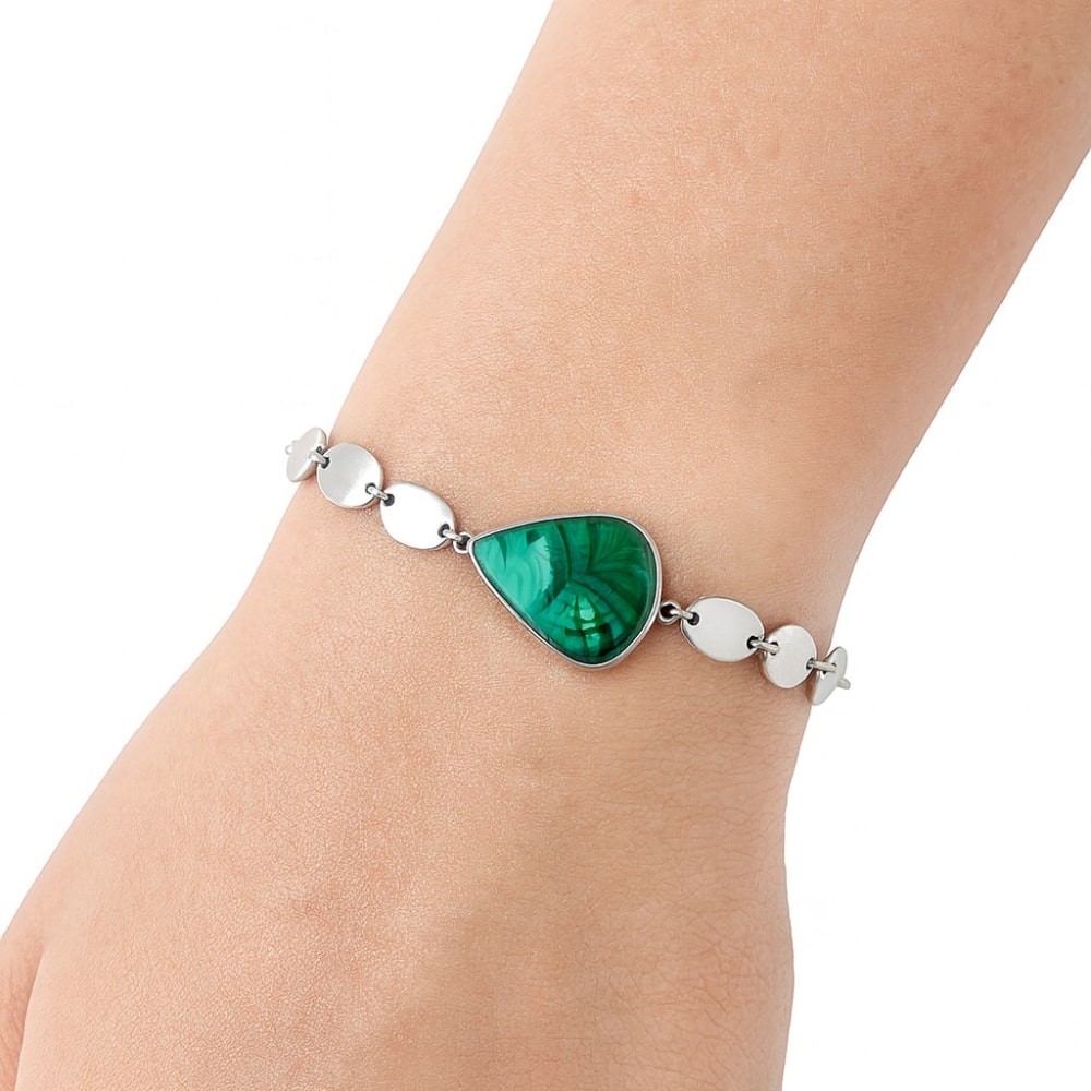 Premium Quality Natural Malachite Eye – Congo 925 Silver Bracelet Jewelry B-1044