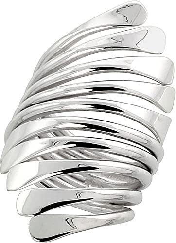Sterling Silver Wire Wrap Ring Women Horshoe Nails Bypass Handmade 1 3/8 in Long