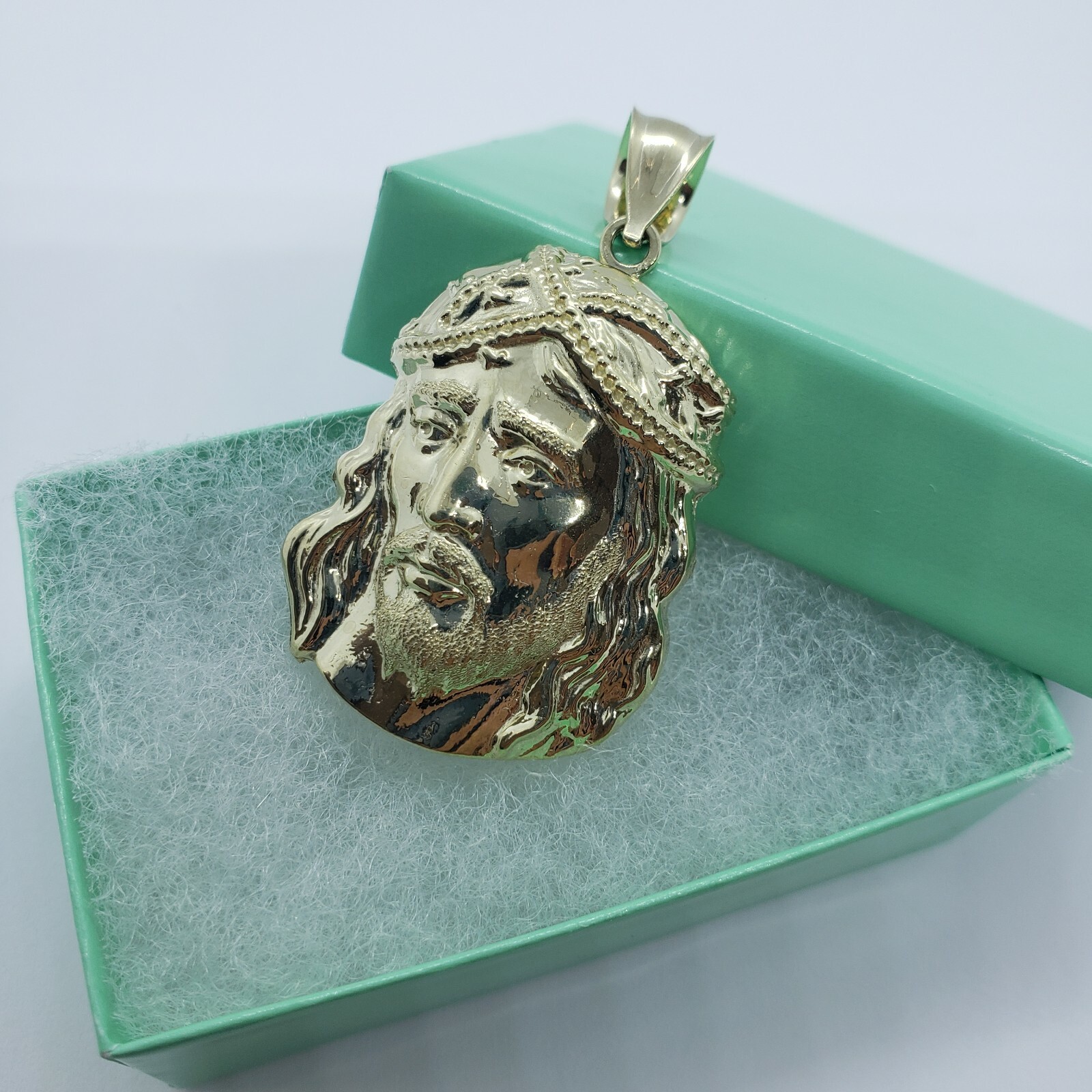 Authentic 10K Yellow Gold Diamond Cut Jesus Face Pendant Charm Left Right Styles