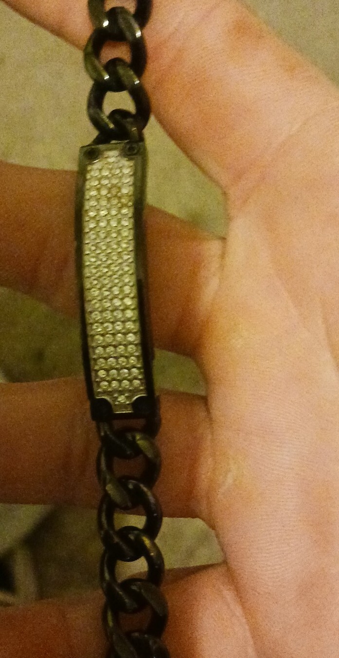 Sterling Silver Bulova Black Crystal Bracelet