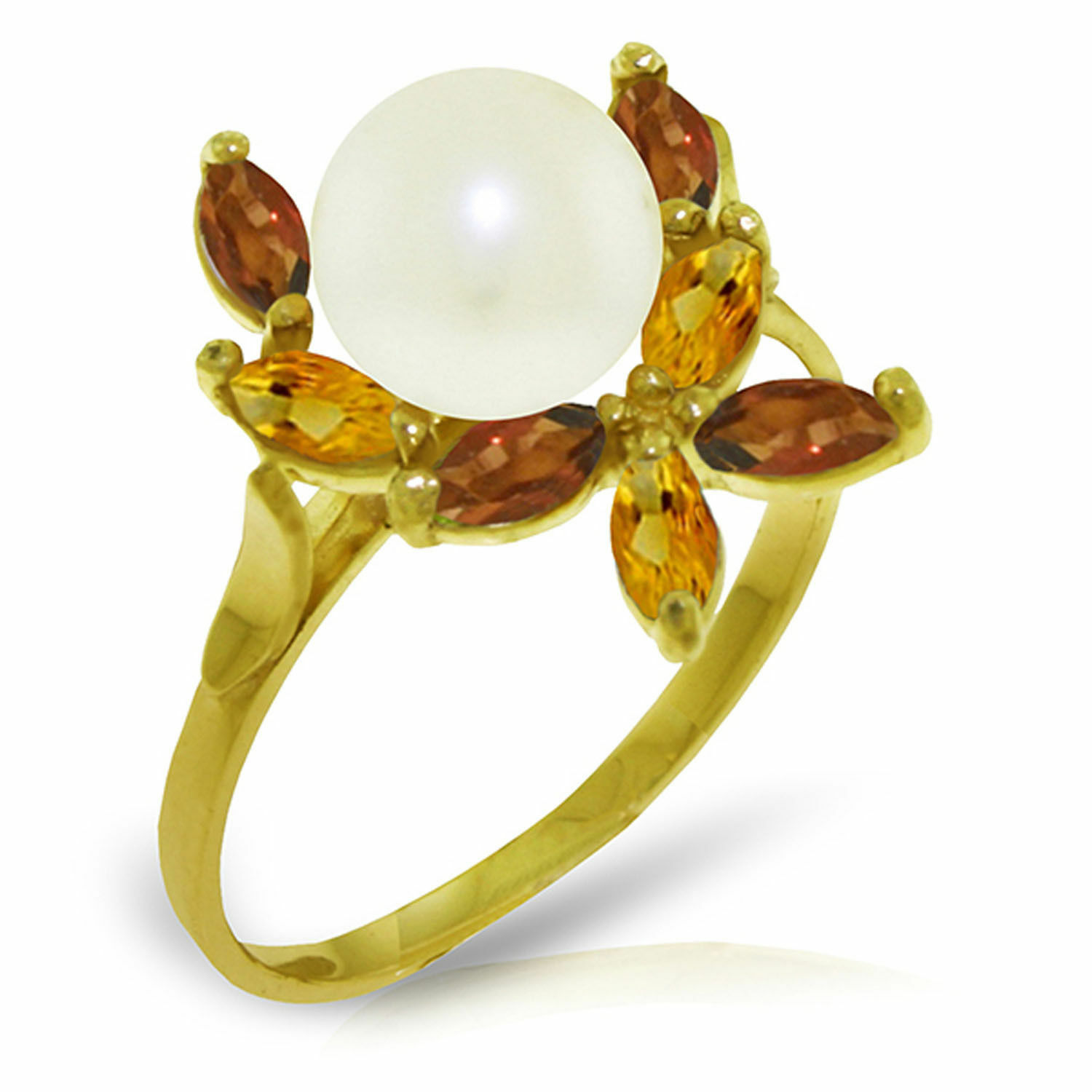 Brand New 2.63 Carat 14K Solid Gold Ring Natural Garnet, Citrine pearl