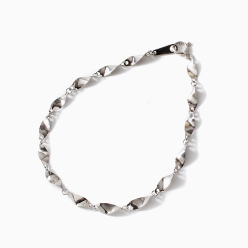 999 Solid Real Platinum 2.2g 3.5mm Twisted Tinsel Link Chain Bracelet 7″ MIJapan