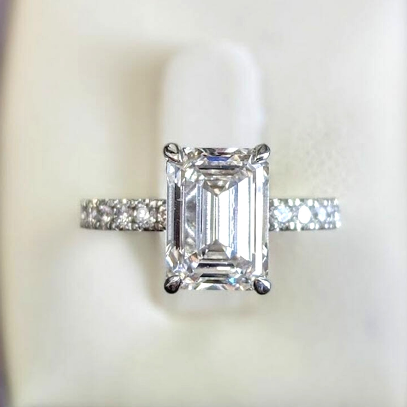 3.50 Ct Emerald Cut Diamond Wedding Ring IGI Certified Lab Created 950 Platinum