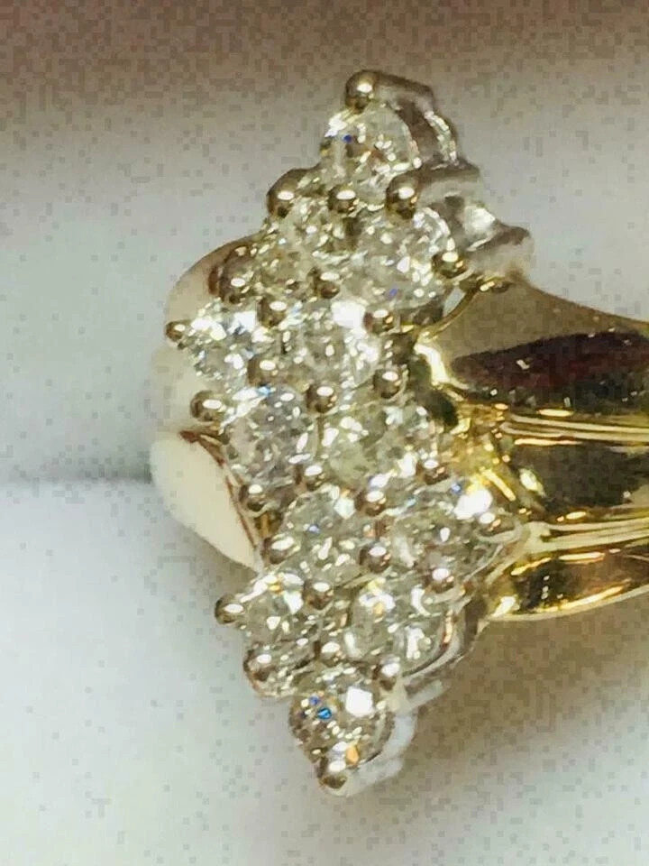 1 Ct Lab Created Diamond 14K Yellow Gold Over Diamond Cocktail Engagement Ring