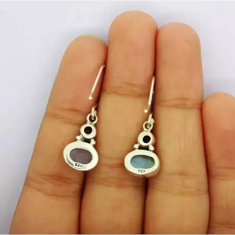 925 Sterling Silver Handmade Rainbow Moonstone Beautiful Woman Earring S045