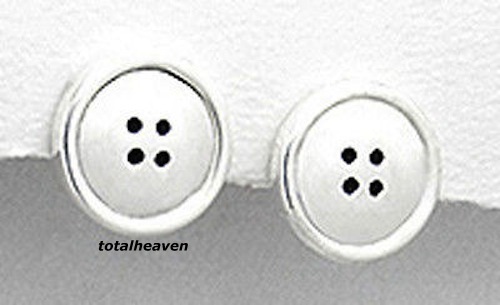 Solid Sterling Silver Button Earring Studs 14mm and 2.28g Fashion Designer
