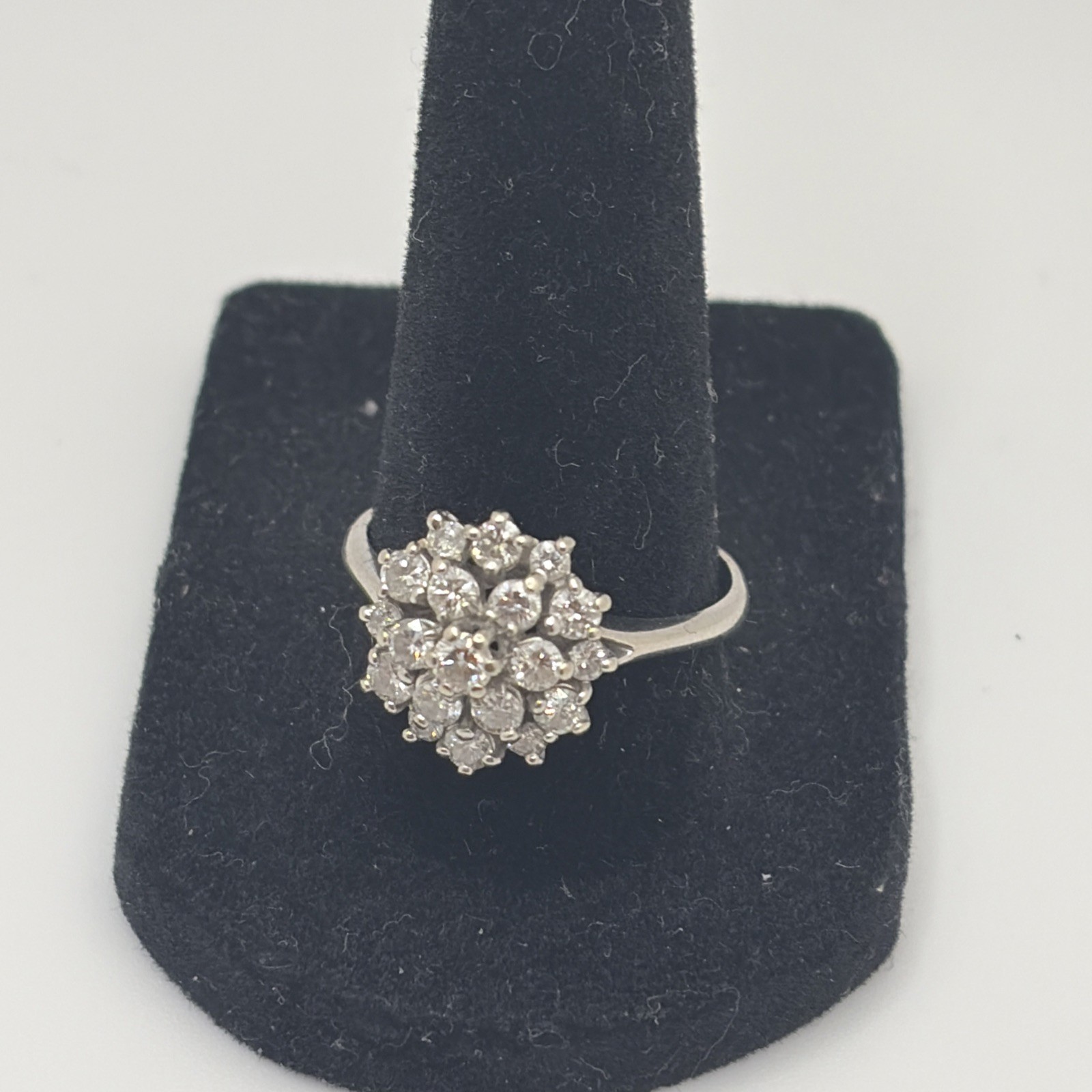 Vintage 14k White Gold Natural Diamond Ring Approx. .75 Total Carat Weight